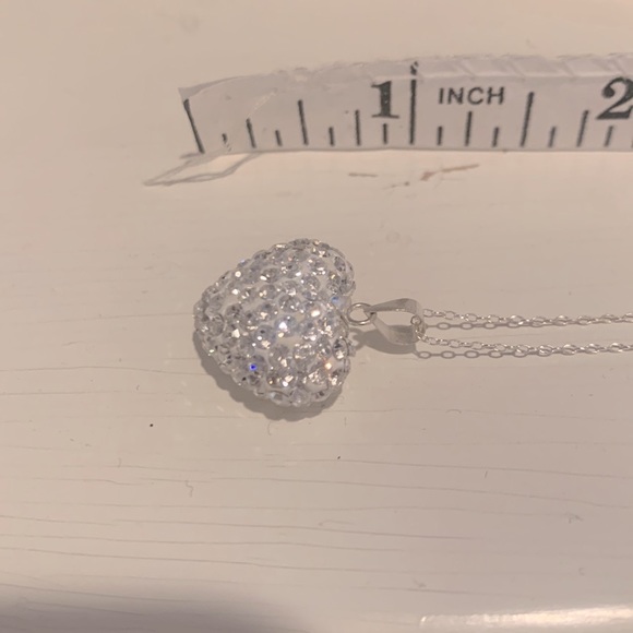Swarovski bubble heart pendant with delicate sterling silver 16 inch chain - Picture 7 of 7